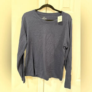 Jcrew Women’s Large Navy Long sleeve girlfriend T-shirt long sleeve NWT cotton